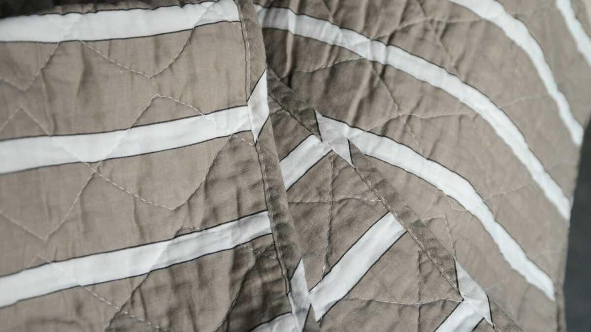 taupe stripe cotton quilt