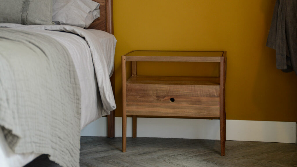 teak bedside unit Spindle