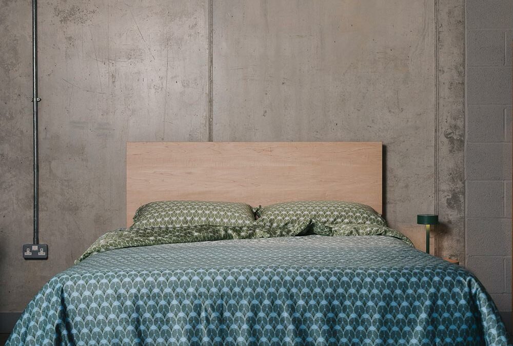teal and green bedding portrait