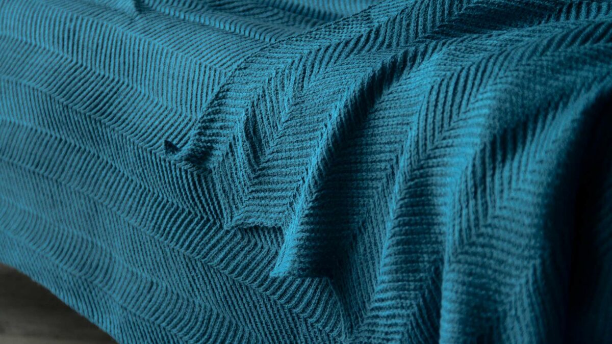 knitted deep teal throw