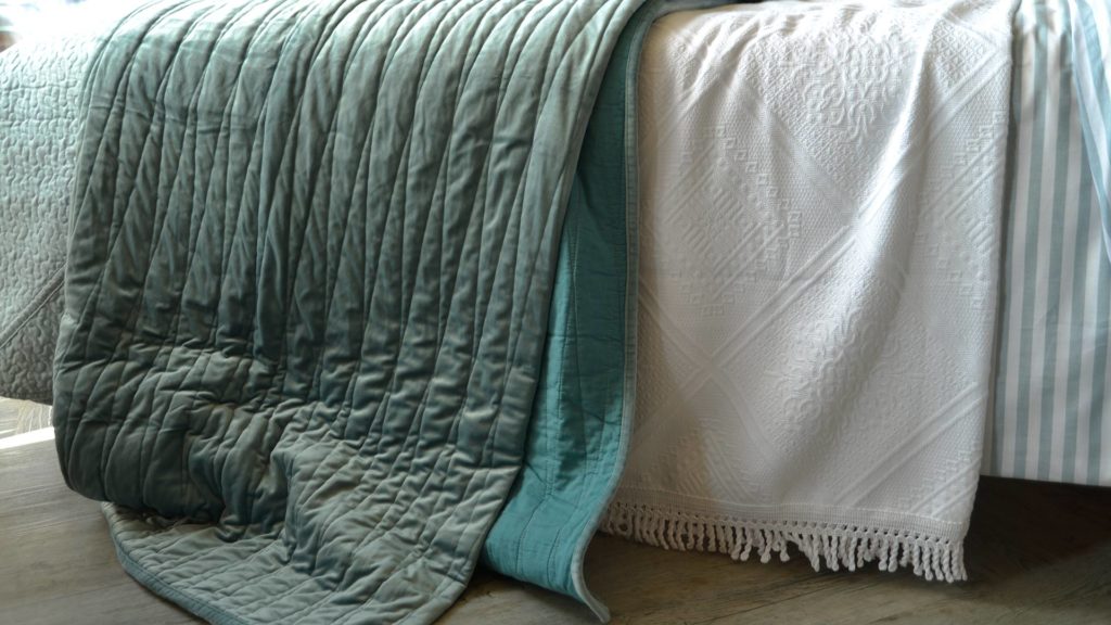 reversible teal bedspread