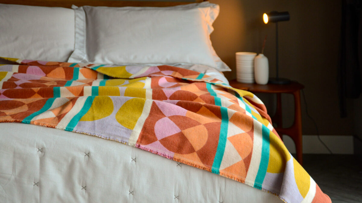 multi coloured patterned soft cotton throw