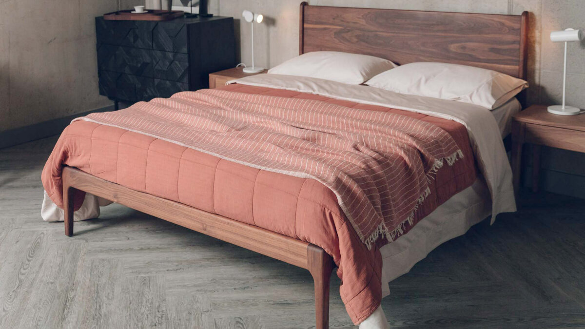 terracotta and shell bedding walnut camden bed