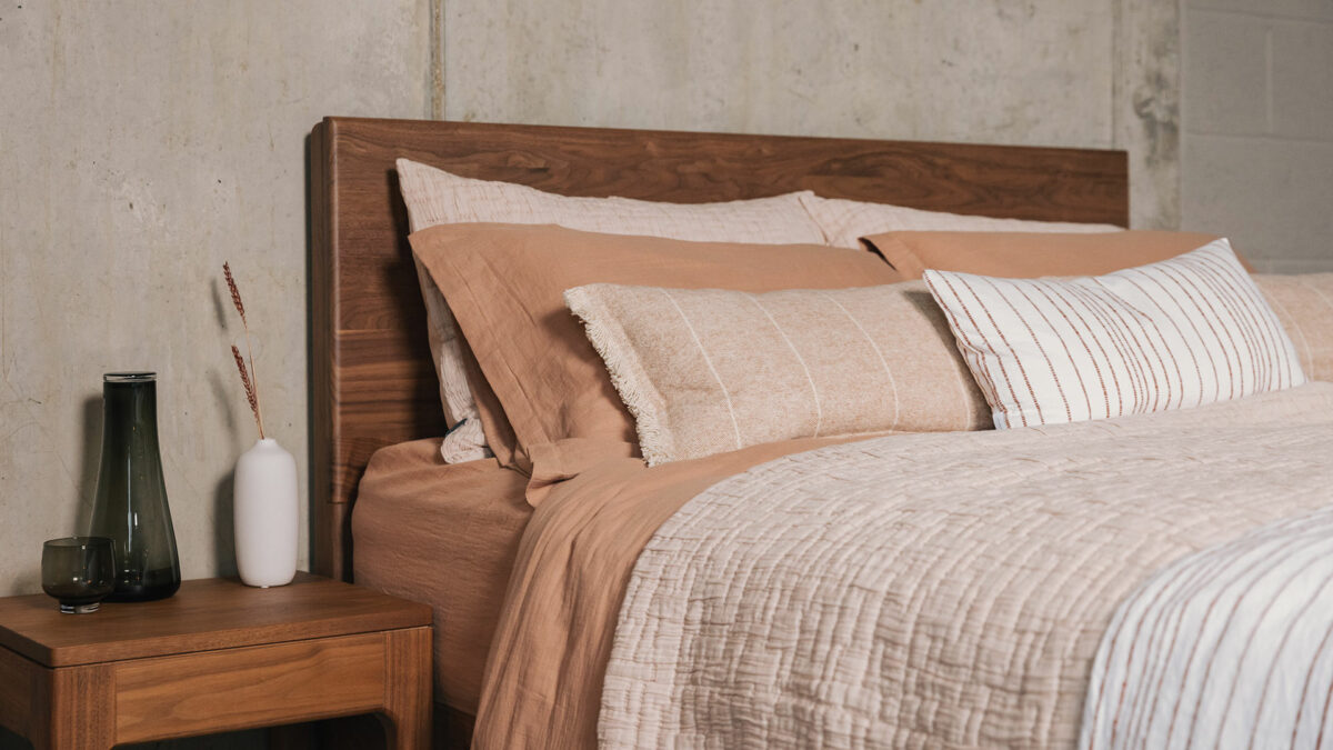 terracotta coloured bedding look