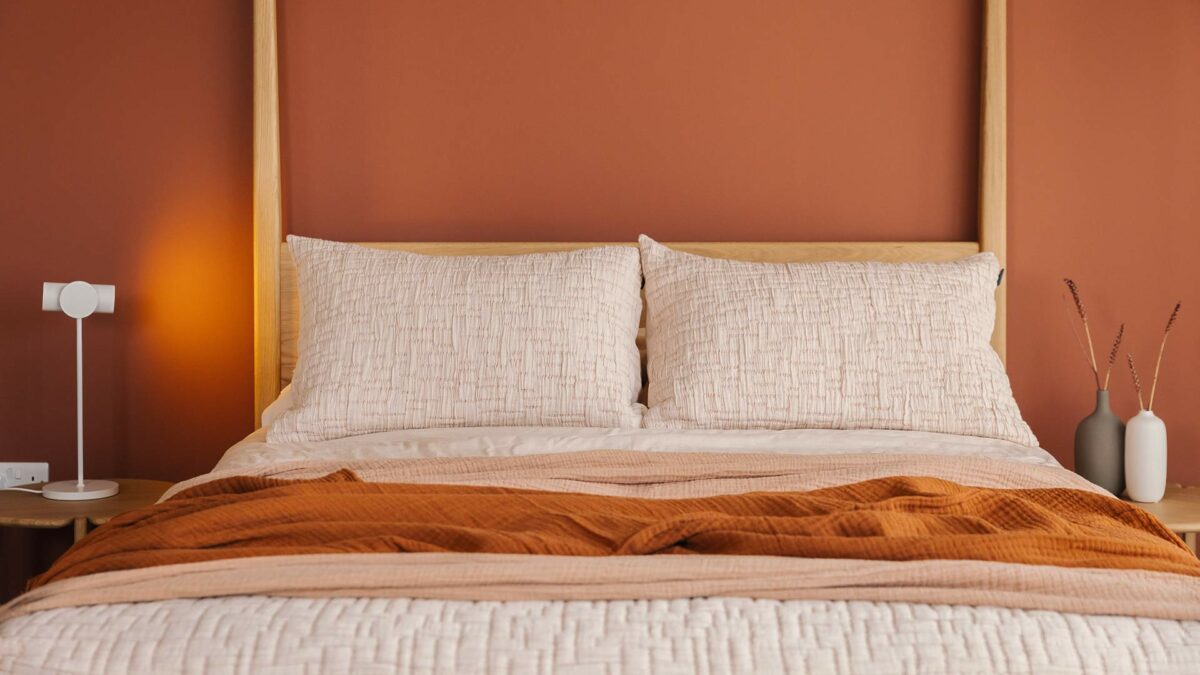 textured bedspread set with muslin throws