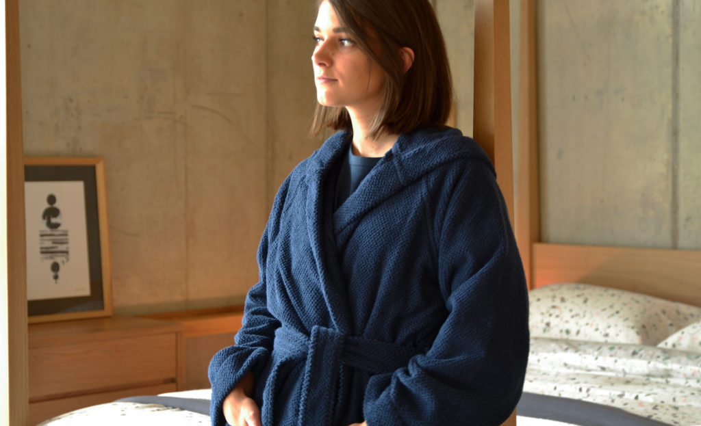 Navy unisex cosy towelling robe