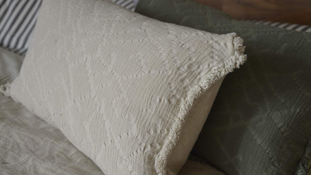 Textured Pattern Cushions - Ecru or Olive - Image 5