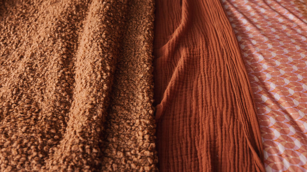 textured throws brick tones