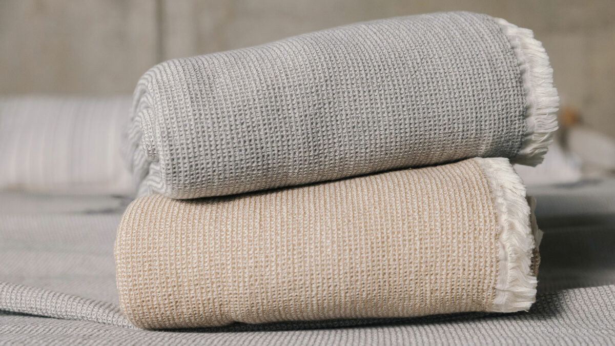 textured waffle look bedspreads in grey caramel