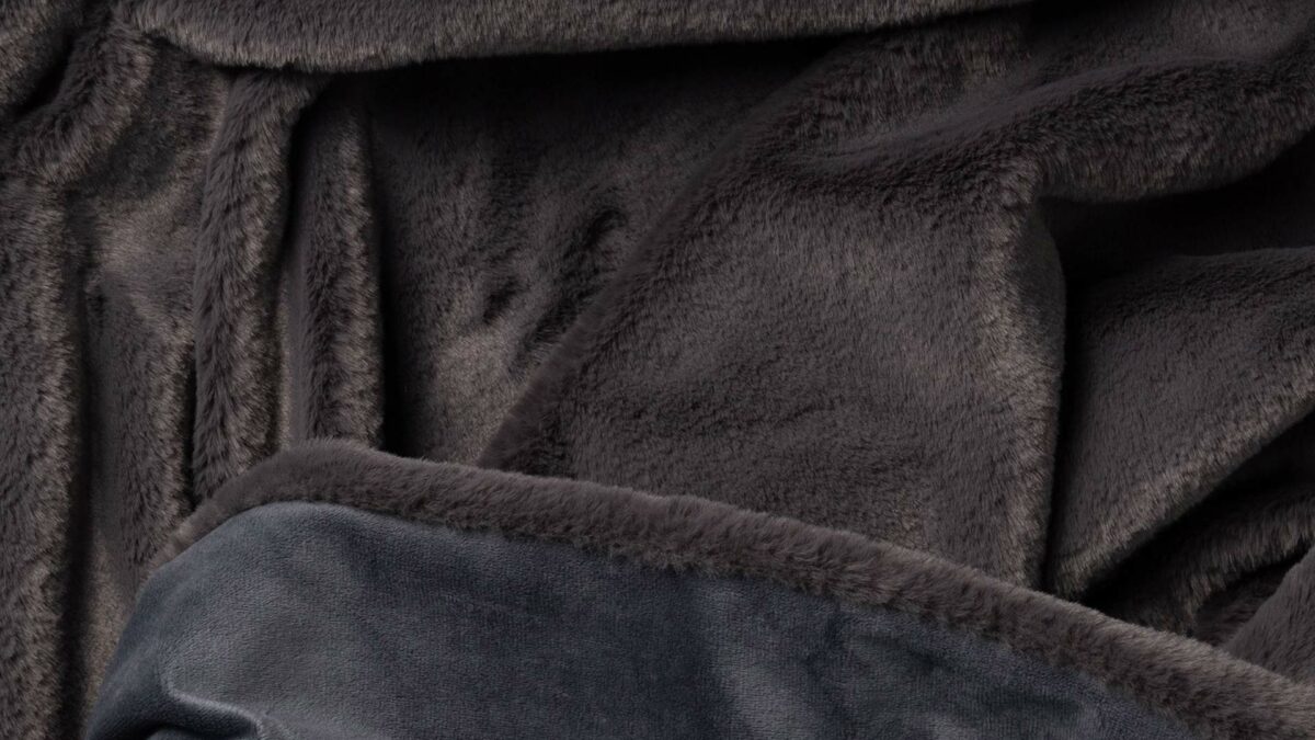 softest faux fur throw in charcoal grey