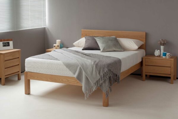 Tibet Solid Wood bed pictured in oak