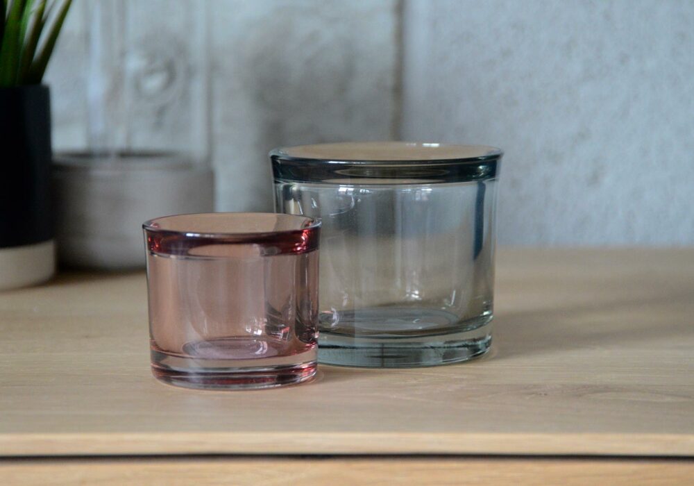 Glass TeaLight Holders Coloured Glass Natural Bed Company