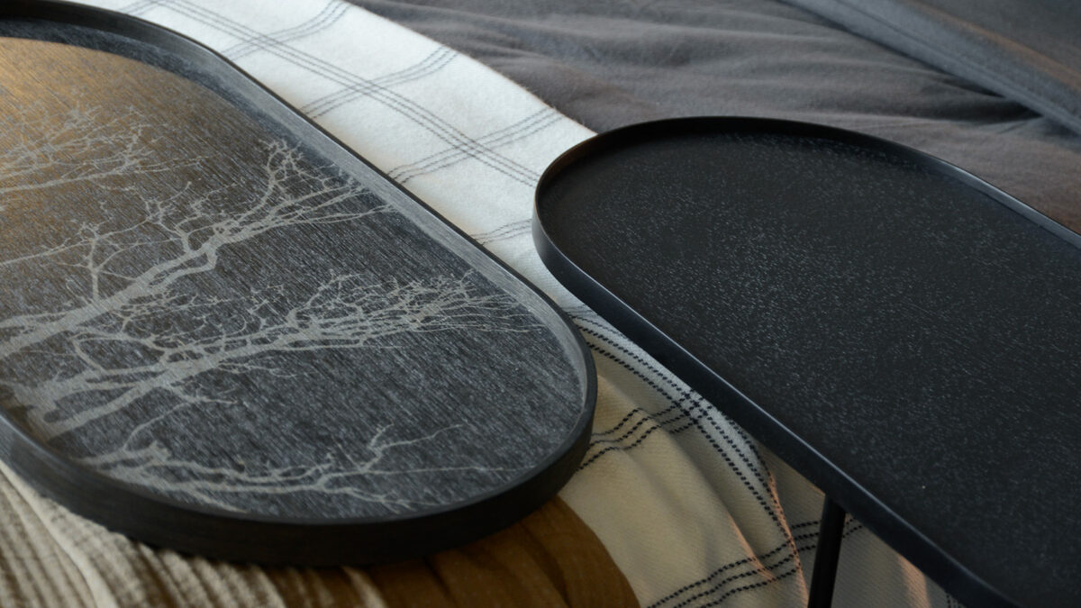 tray table with tree pattern tray