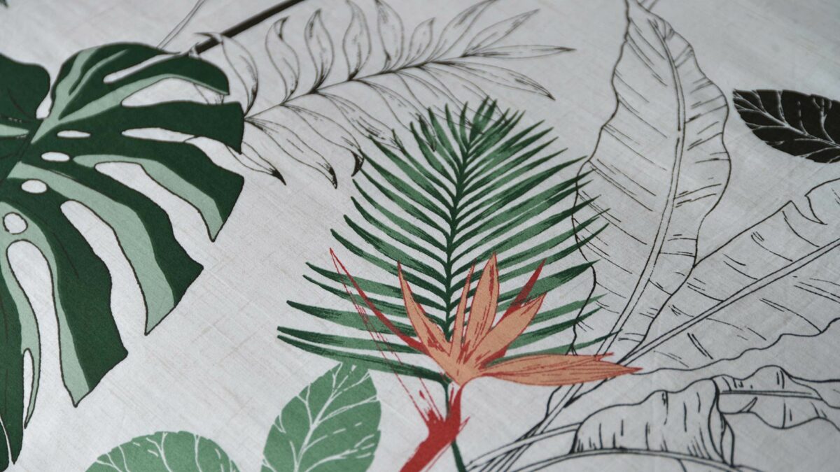 tropical leaf print duvet set detail