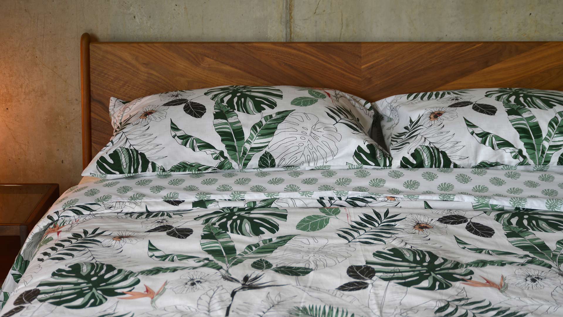 Tropical Leaf Print Duvet Set Natural Bed Company