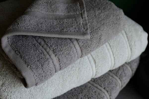 pure cotton towels in shades of grey