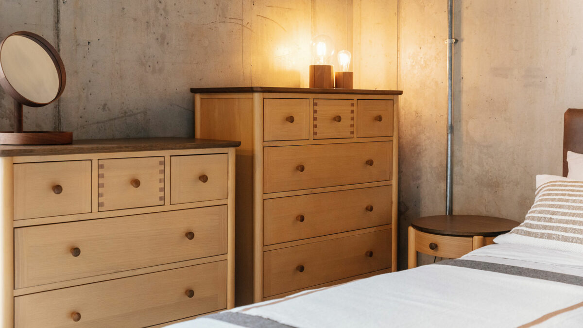 two tone oak drawer units