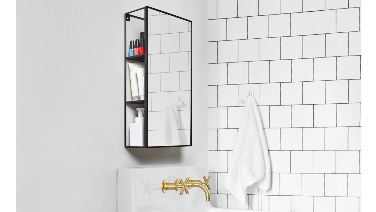 mirror with shelves