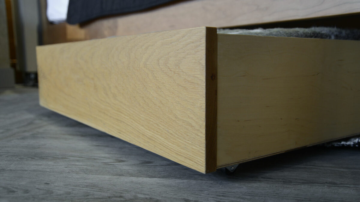 under bed drawer with oak front