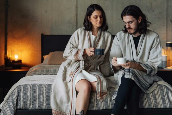 eco friendly linen blend unisex robes