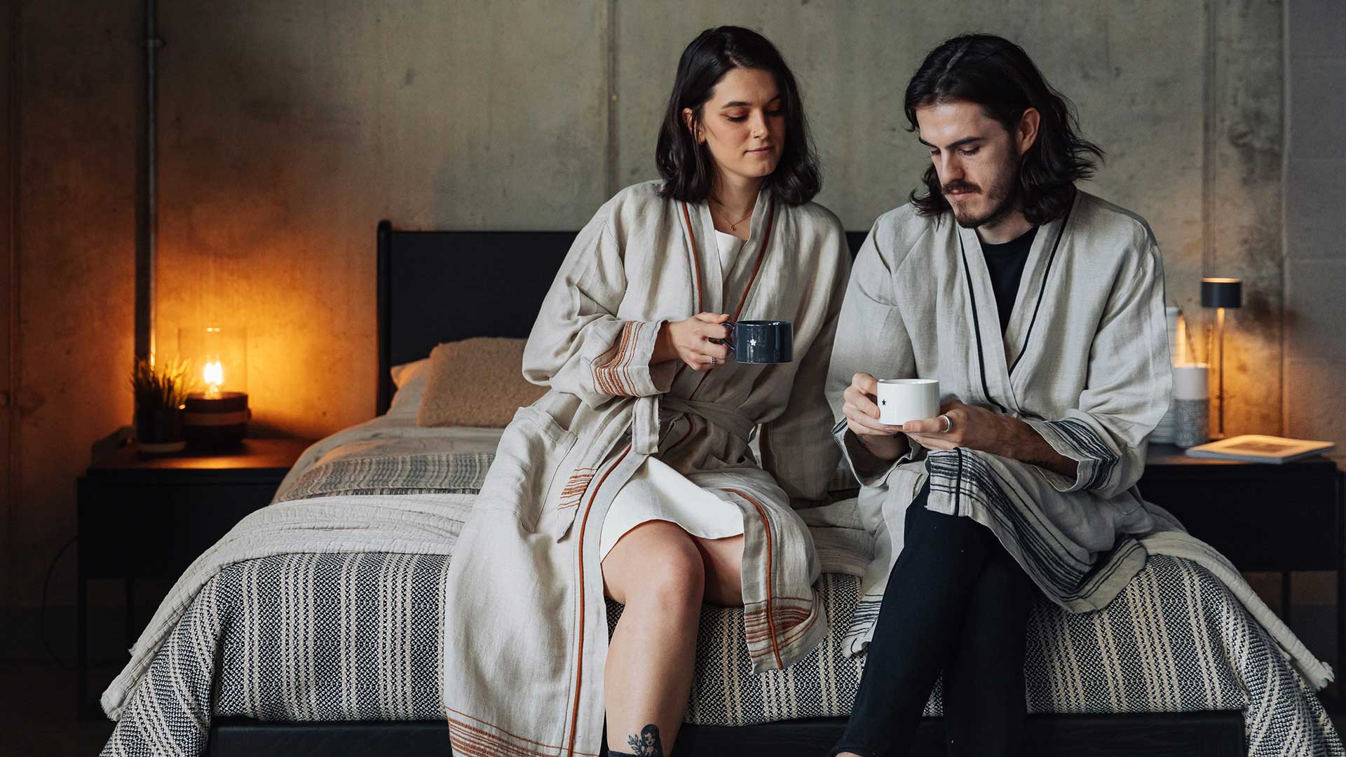 eco friendly linen blend unisex robes