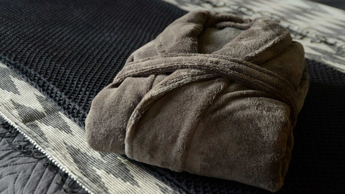 unisex robe ash grey towelling