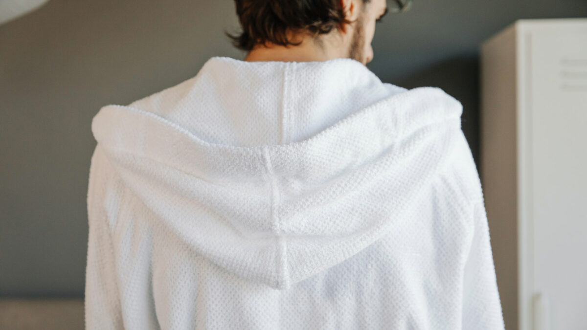 unisex white hooded robe