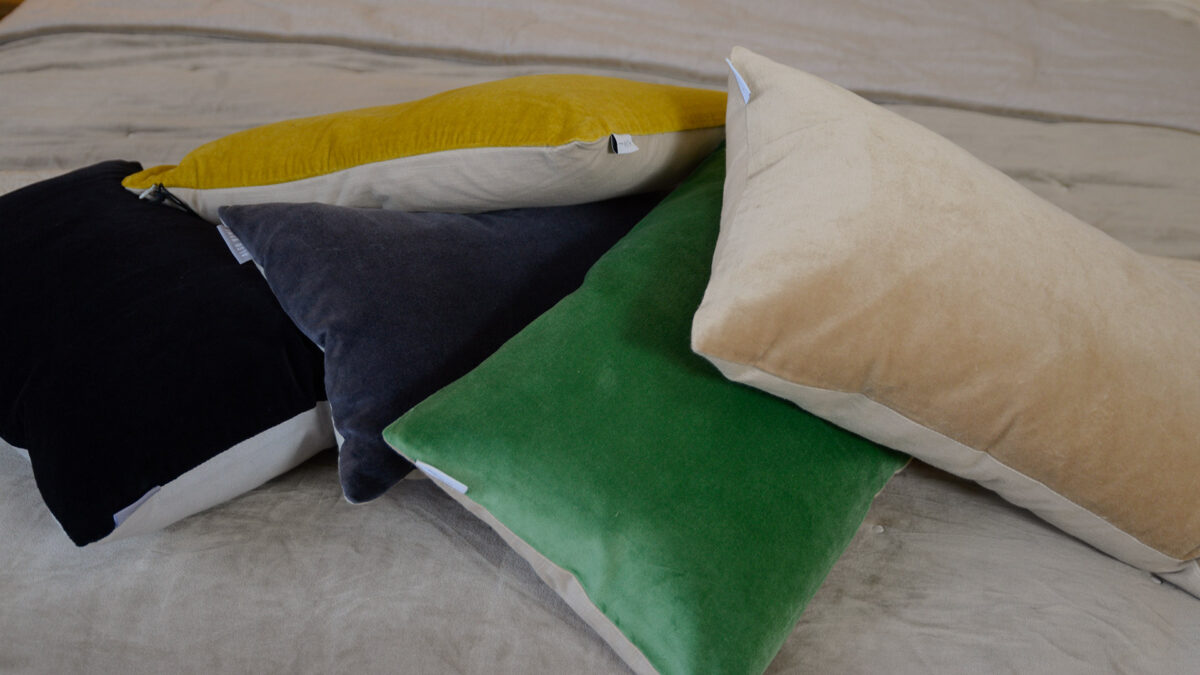 velvet cushions in 5 colours