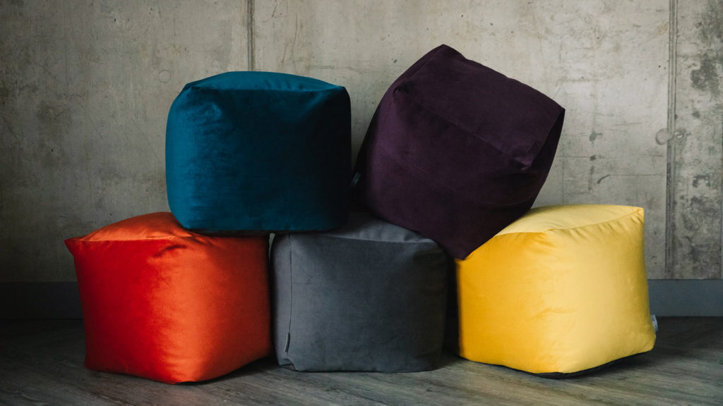 velvet cube stools in 5 jewel colours