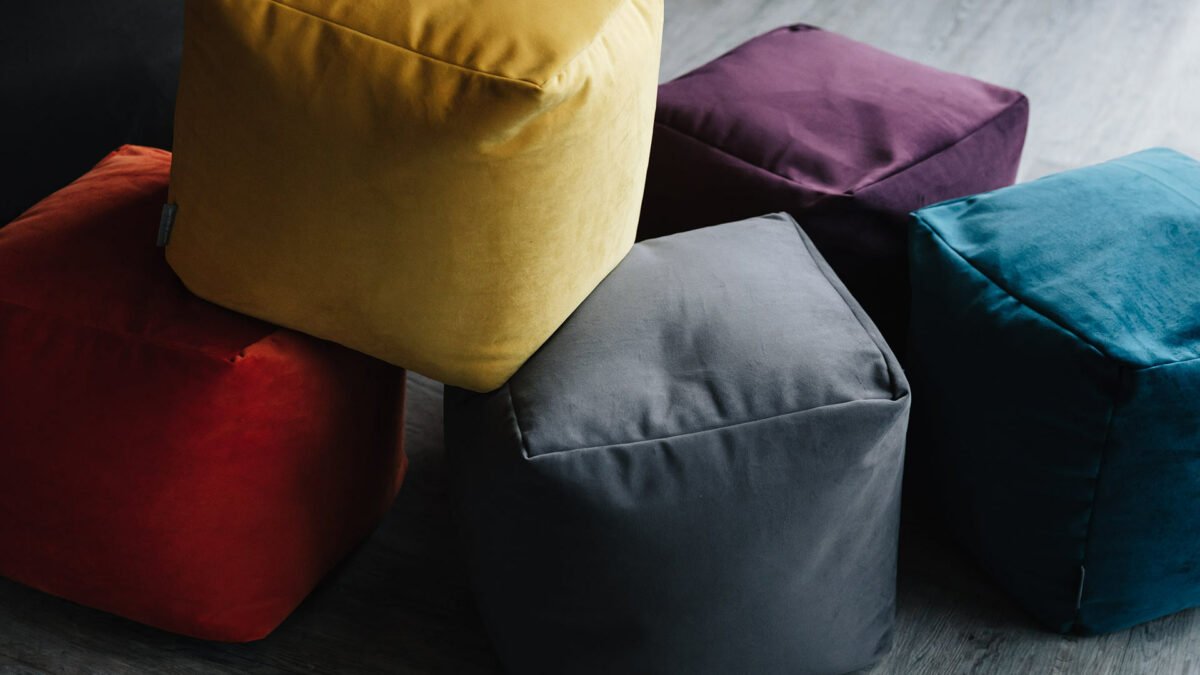 soft velvet cube stools in 5 colour options