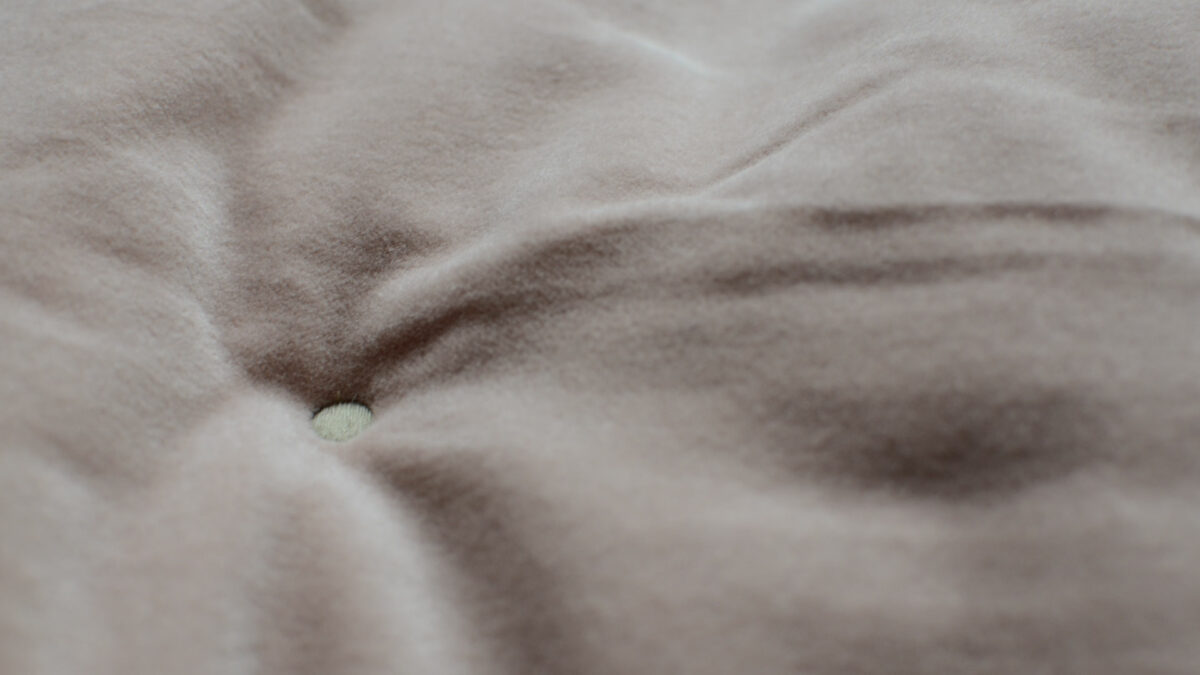 velvet quilt blush pink close up