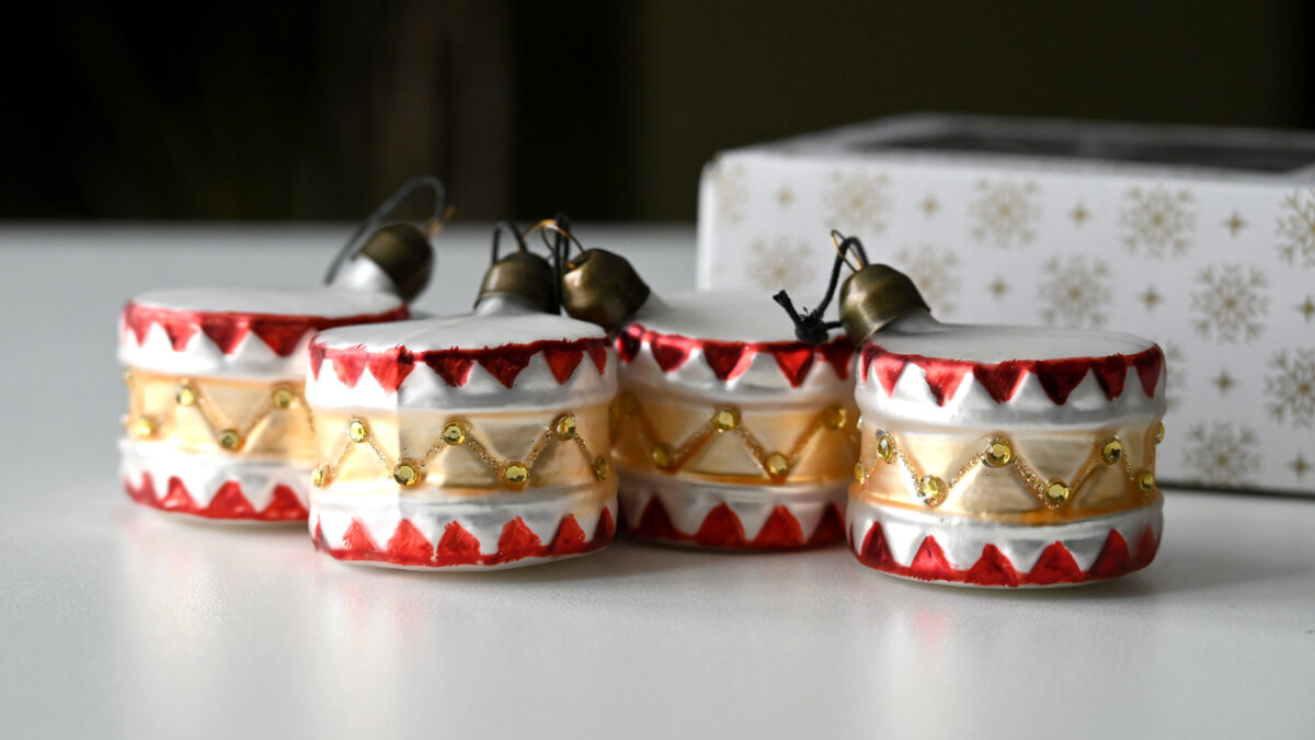 Vintage Look Christmas Ornaments - Festive Drums