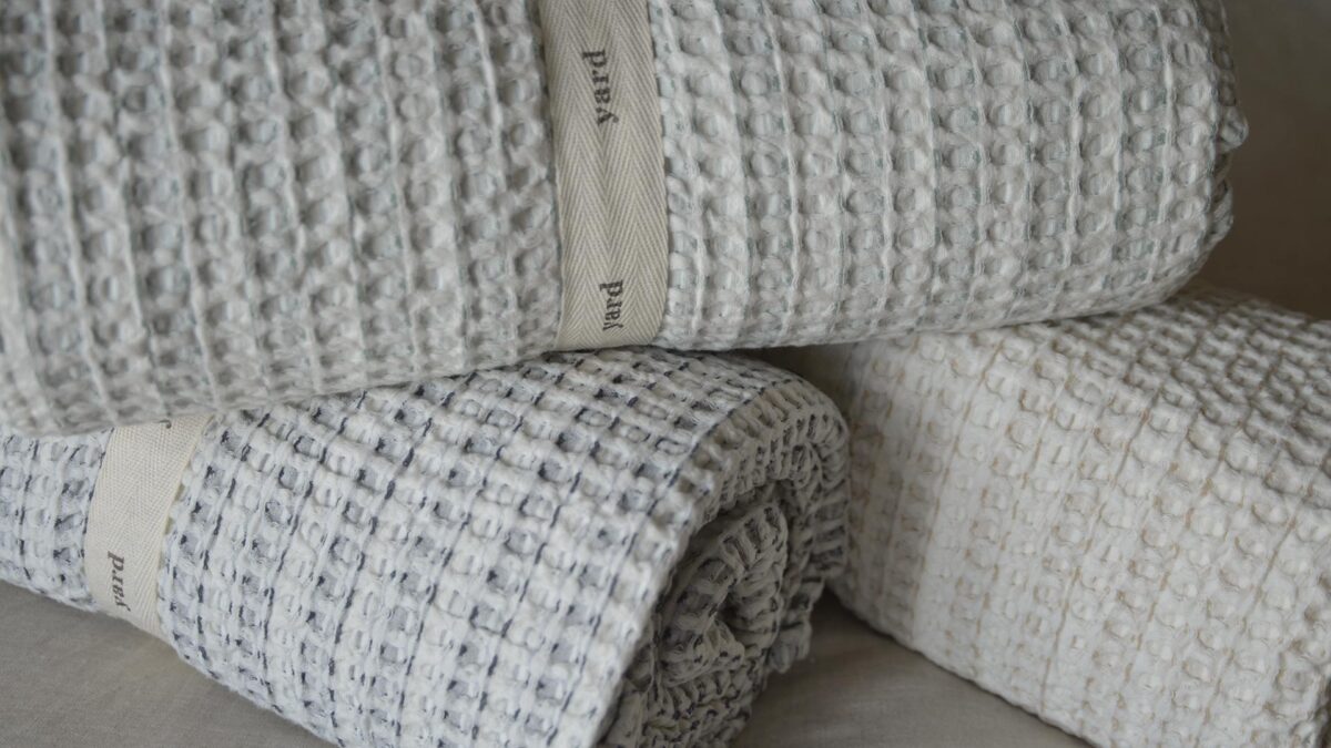 Pale Cotton Waffle Bedspreads - Image 3