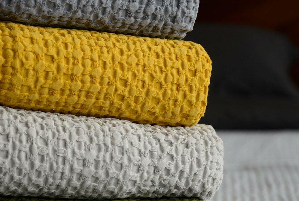 waffle weave cotton throws in a choice of 4 colours