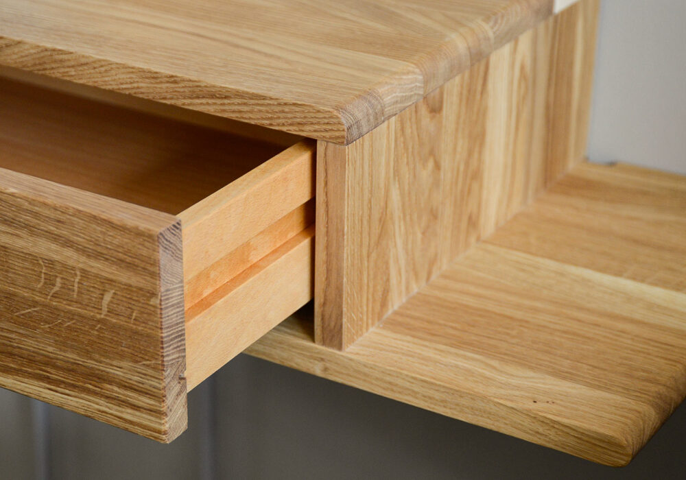 Wall Mounted Bedside Drawer with Shelf Natural Bed Company