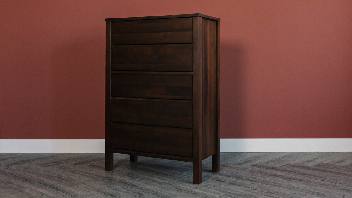 walnut 5 drawer Sheker chest smoke finish