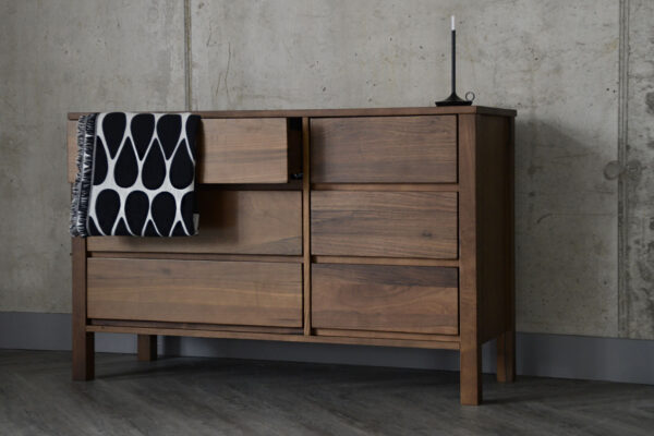 Black Lotus Shaker - Wide Walnut 6 Drawer Chest