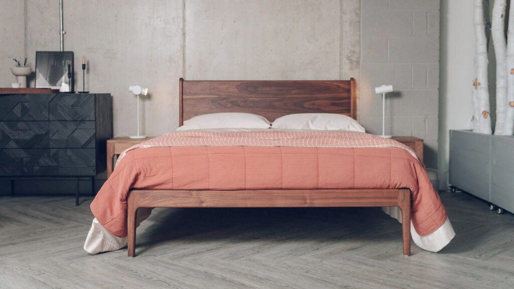 camden handmade bed in oiled walnut
