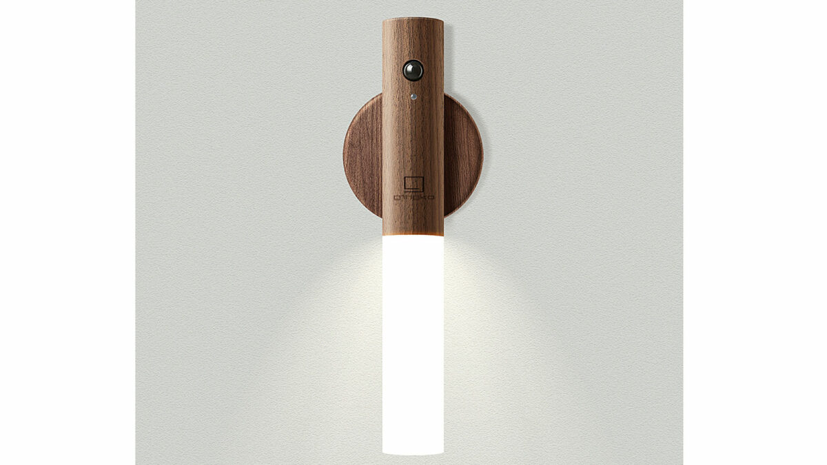 wooden chargeable baton lights for wall or table with optional movement sensor