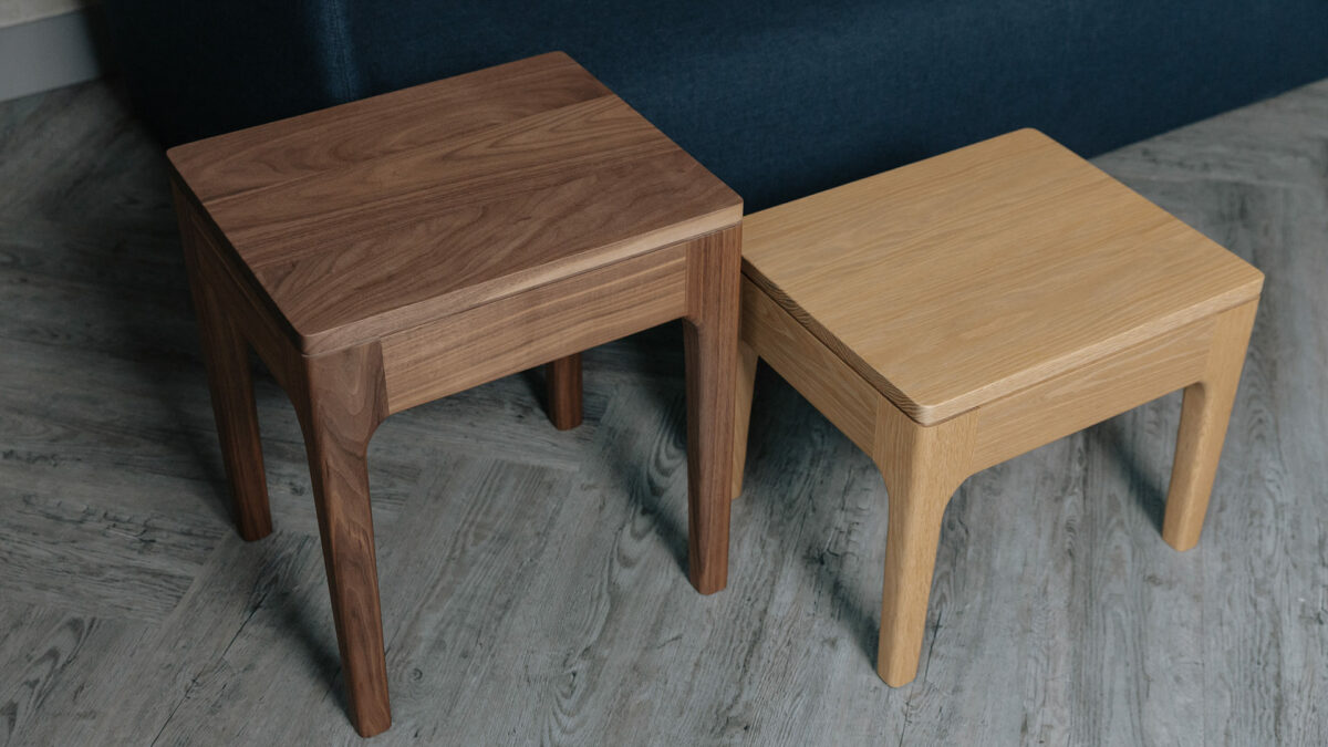 walnut and oak bedside tables 2 heights