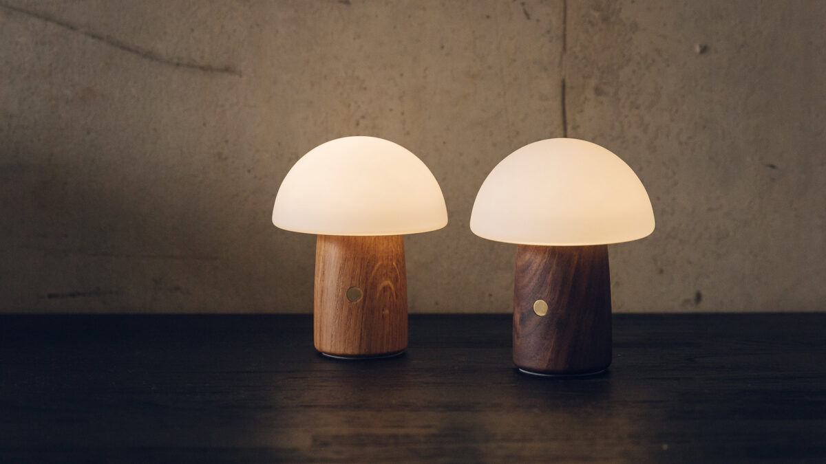 mini LED mushroom lights with colour of white light and wooden bases