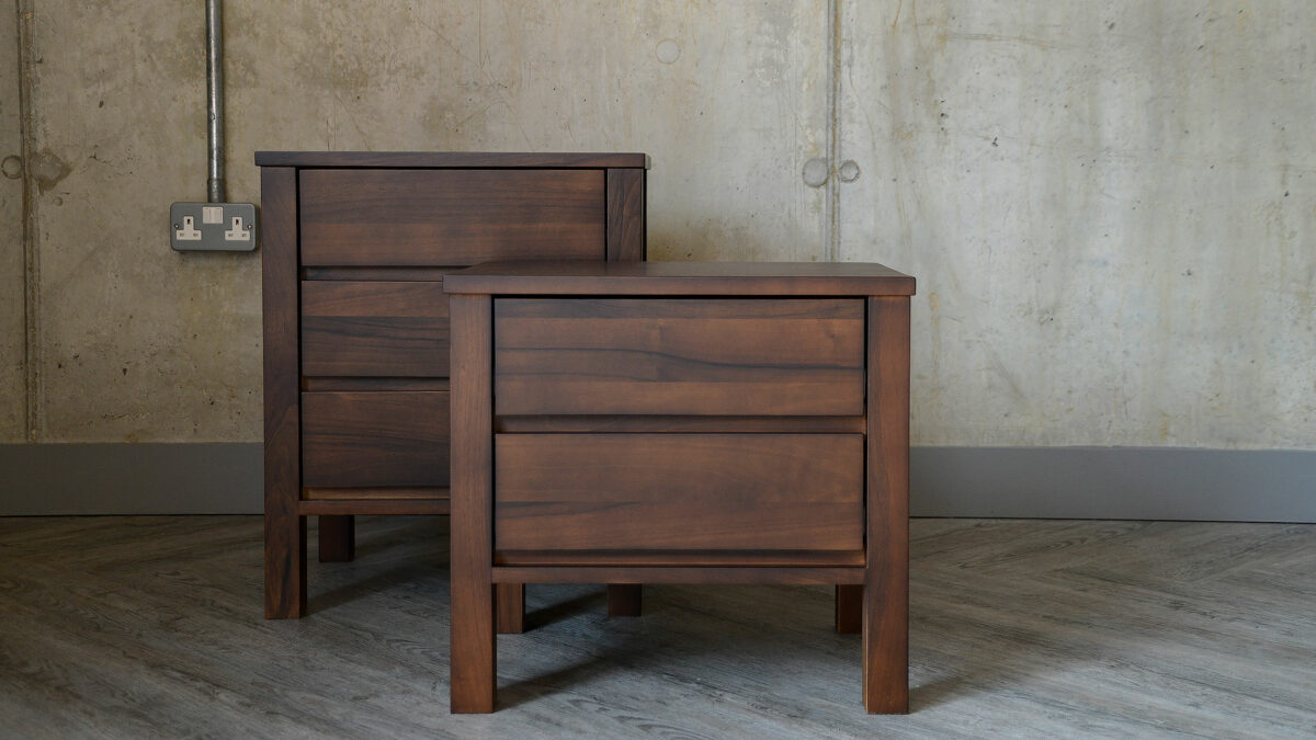 walnut bedside units smoked finish