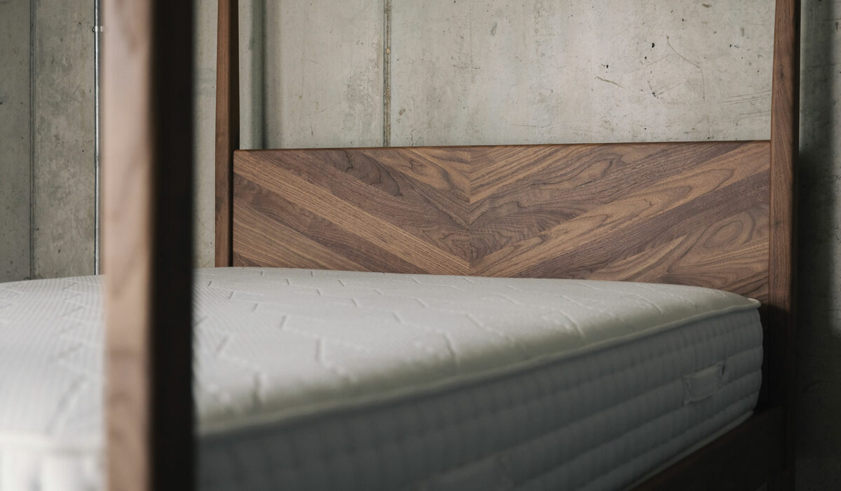 walnut chevron headboard Harrow with wentworth hybrid mattress