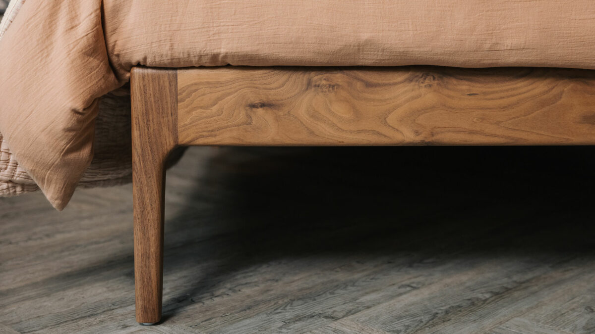 walnut chiswick bed leg detail