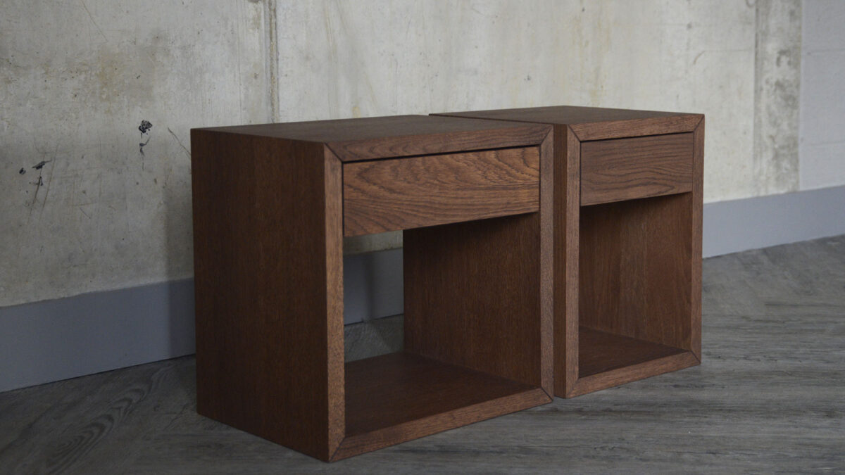 Wall Mountable Bedside Units - Walnut Stained Oak - Image 6