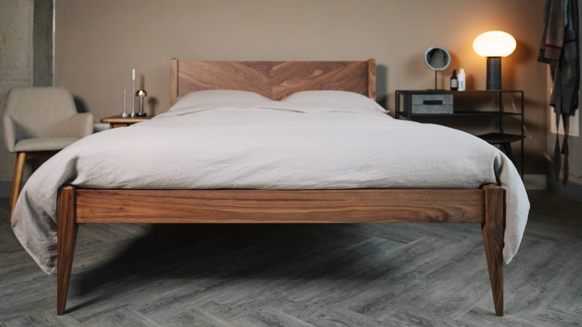 Mid century modern shop walnut bed