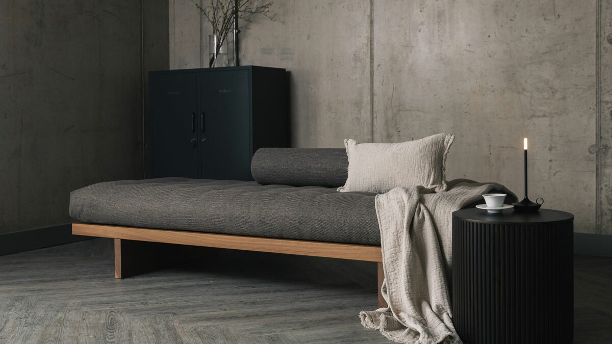walnut daybed taupe