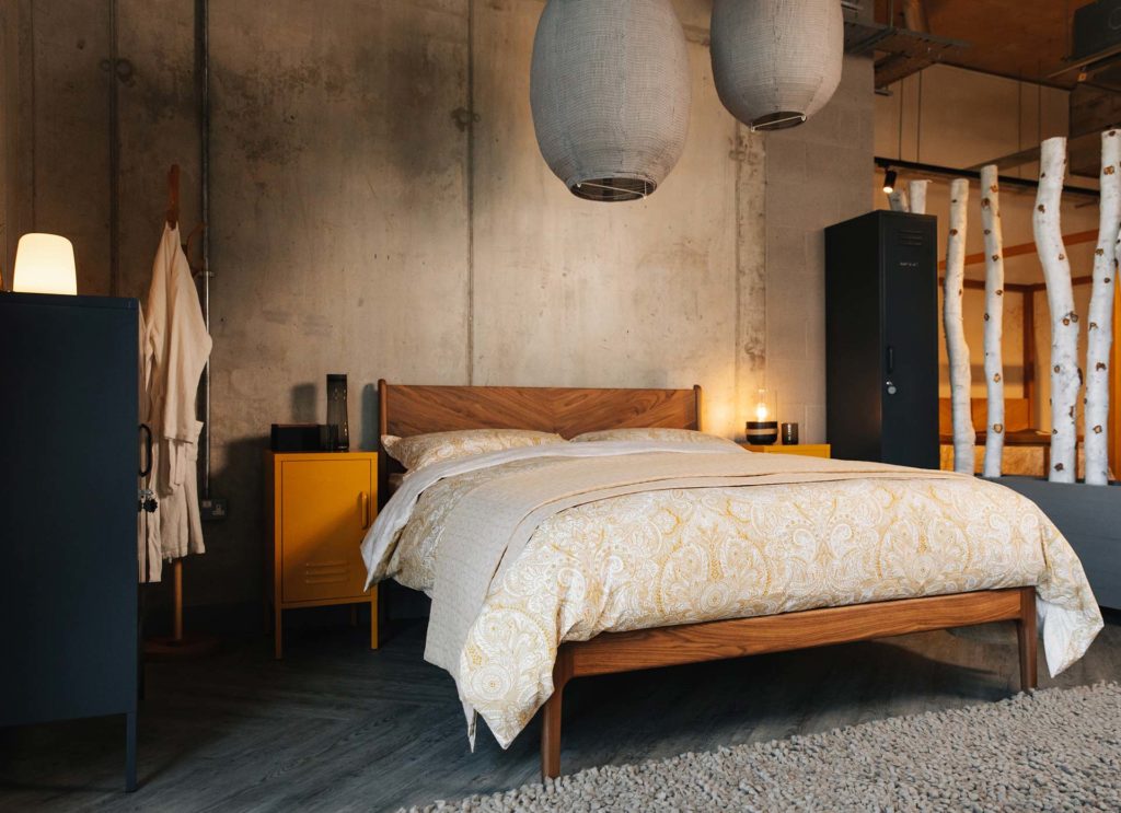 industrial bedroom look with Hoxton hand made bed