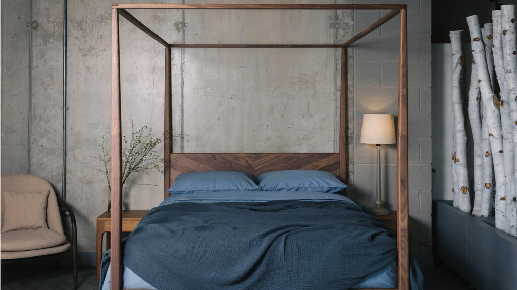 walnut mid century style four poster Harrow