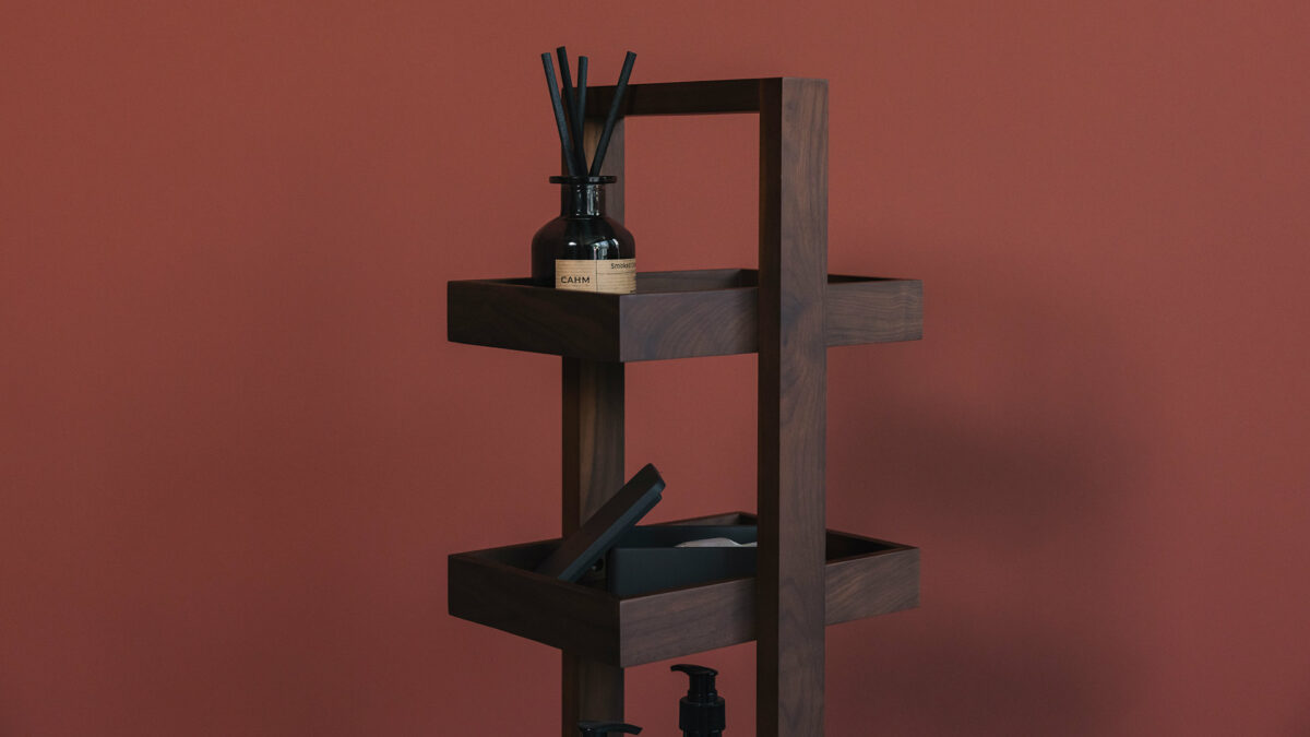 walnut storage caddy detail
